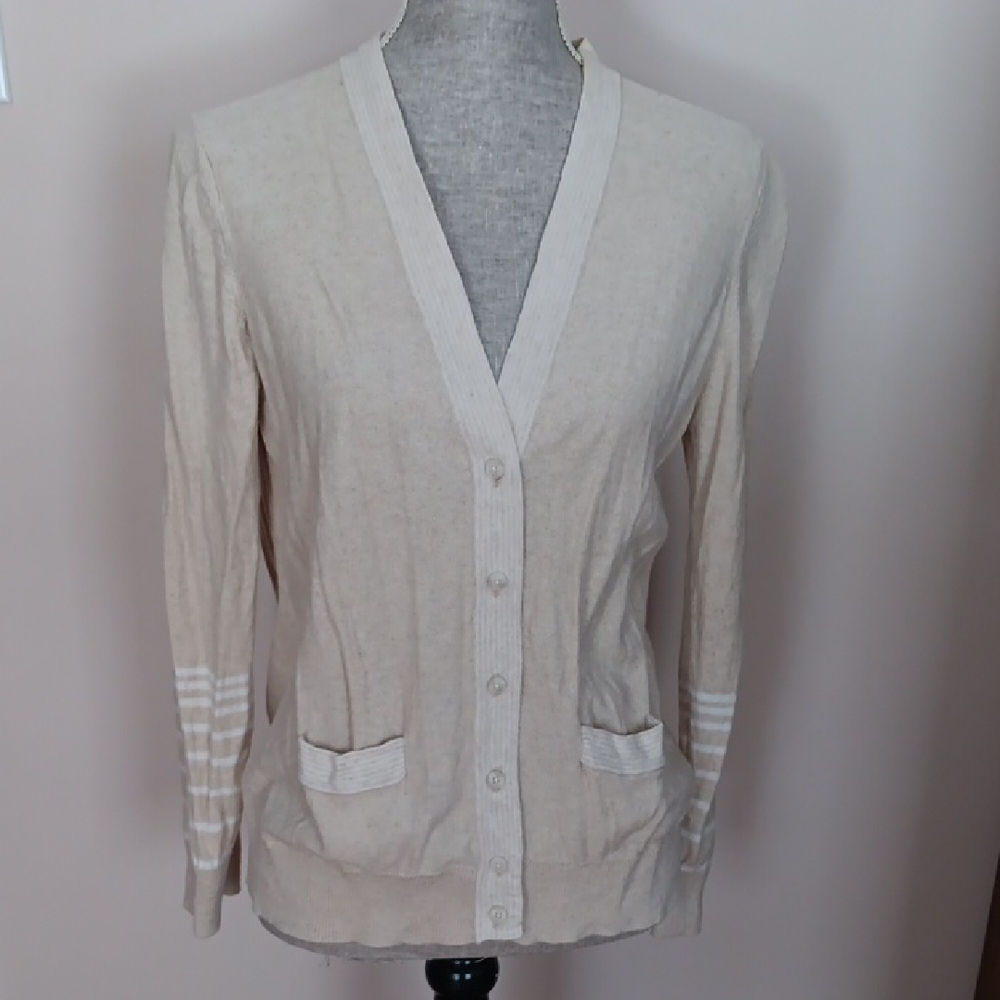 Lands' End Linen Blend Summer Cardigan - Size M